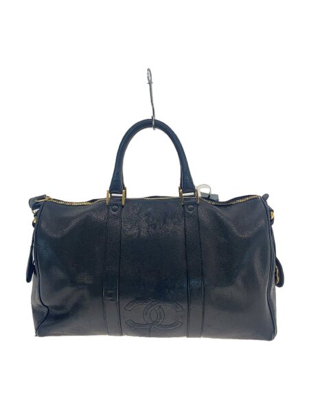 CHANEL(シャネル) / ボストンバッグ/レザー/BLK/パイピング露出/CC