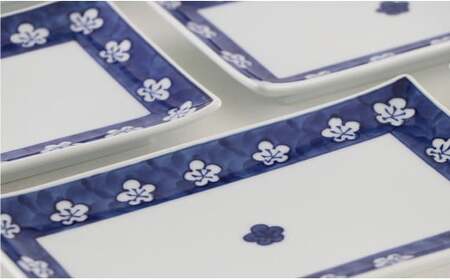 源右衛門窯 古染風梅紋 長角皿 器 食器 角皿 焼物皿 有田焼 A130-33