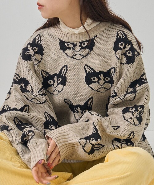 PUBLUX（パブリュクス）の「PUBLUX/パブリュクス ネコ柄ジャガード