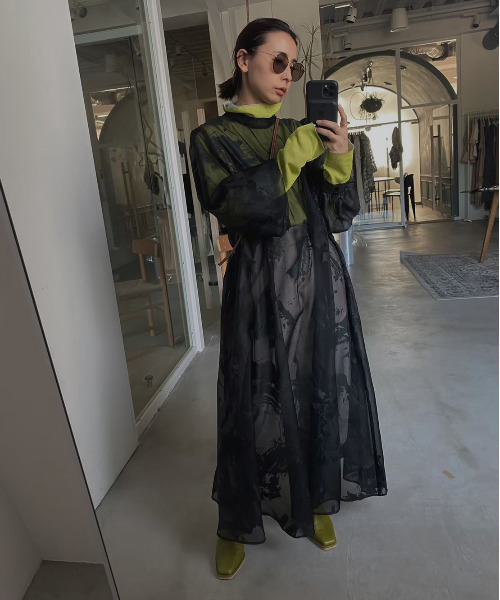 Ameri（アメリ）の「RUBBER PAINT ART SHEER DRESS（ワンピース）」 - WEAR