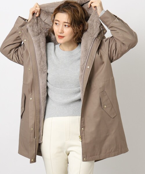 grove（グローブ）の「◇3WAYフェイクファーライナーモッズコート【S