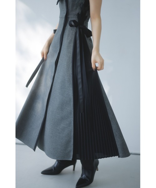 SNIDEL（スナイデル）の「サイドプリーツツイードワンピース