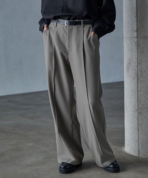 SERACE】Wide drape pin tuck flare slacks / ワイドドレープ