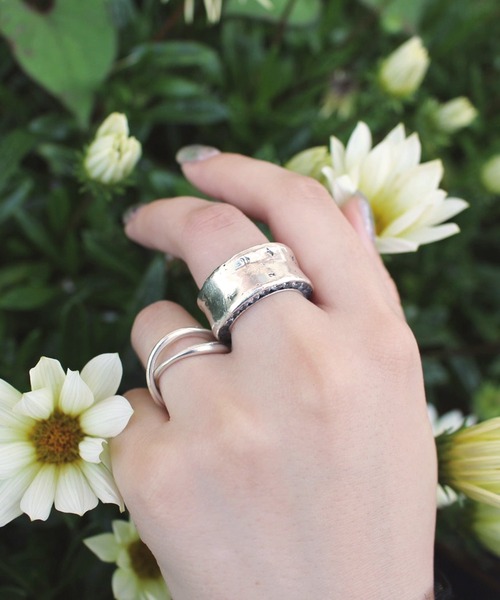 SILVER925サイドジルコニア埋め込みリング/メンズ/レディース（リング