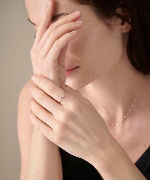 ete（エテ）の「○[シェア] K10YG ダイヤモンド ホースシュー リング