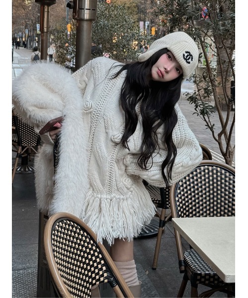 ローズモチーフニットチュニック（ニット/セーター）｜Darich