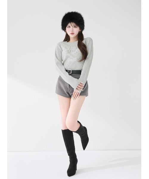 DRビジューフラワーリブニットトップス（ニット/セーター）｜Darich