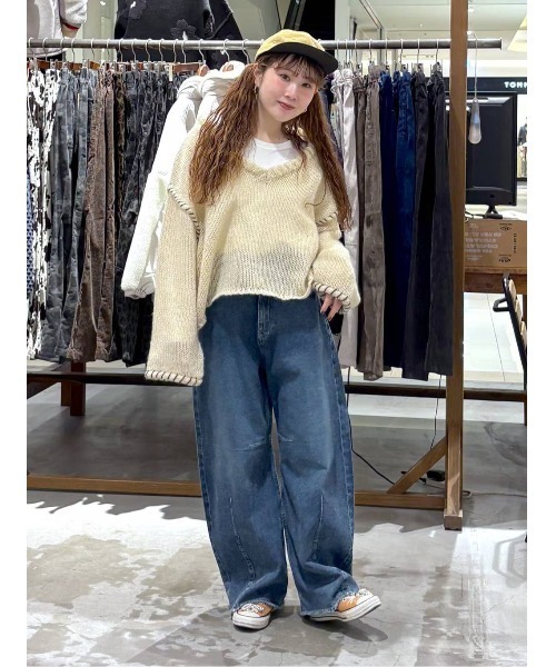 セルフカットカーブパンツ デニムパンツ（デニムパンツ）｜niko and