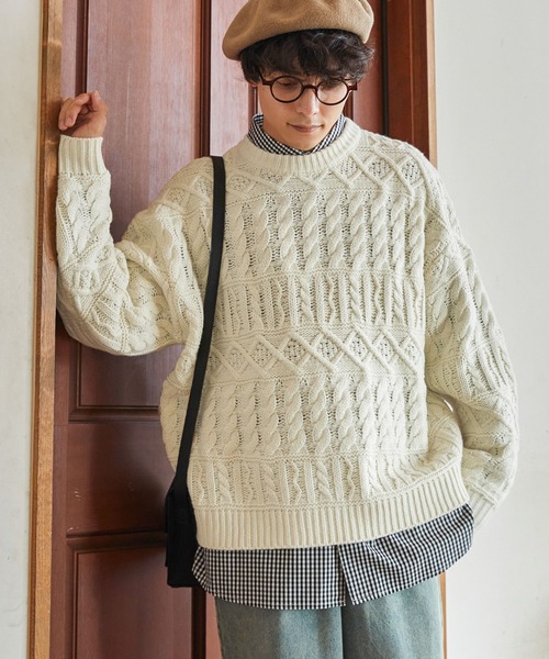 ケーブルアランニットプルオーバー MONO-MART LADY'S│MONO-MART