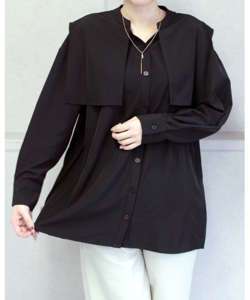 Séfr 黒 長袖シャツ バックプリーツ Séfr 黒 長袖シャツ バックプリーツ