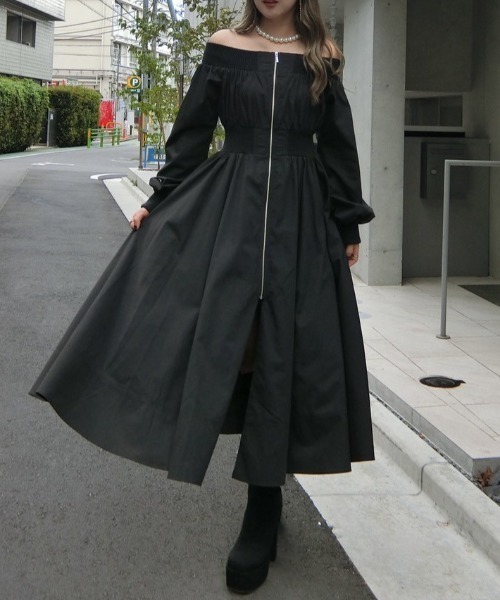 セール】MA-1オフショルロングスリーブワンピース 秋服 冬服