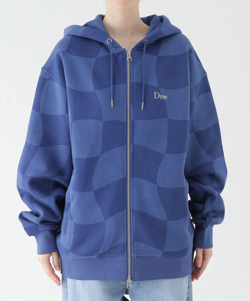 セール】【Dime/ダイム】 CLASSIC CHECKMATE ZIP-HOODIE：裏起毛ジップ