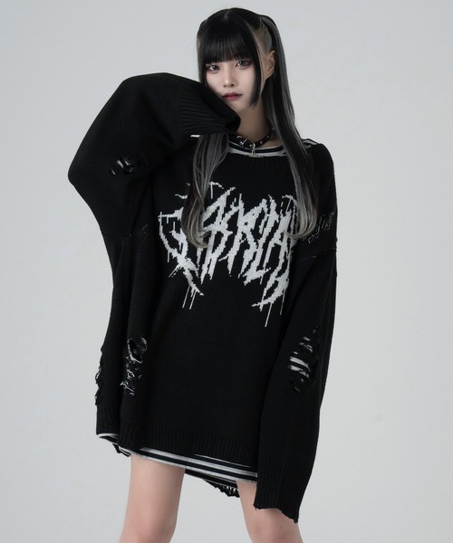 セール】メタルロゴダメージニット（ニット/セーター）｜LAZYSLAY