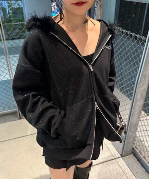 セール】ラメキラキラファーパーカー（パーカー）｜continuer de NICE
