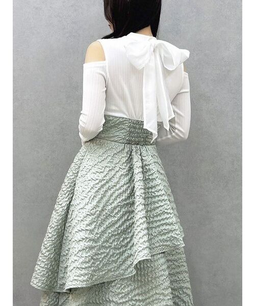 セール】バックリボンティアードコンビワンピース（ワンピース