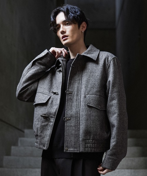 CLEL】Wool Blend Herringbone Tweed Fireman Blouson / ウール
