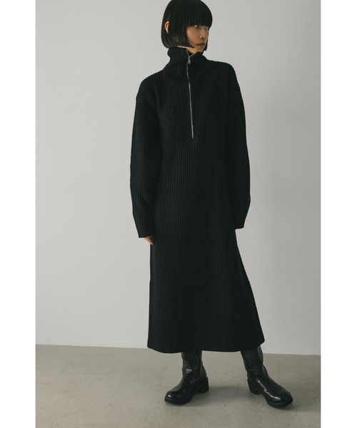 セール】ハーフジップハイネックニットワンピース（ワンピース