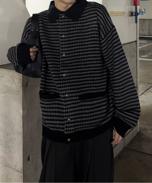 セール】【EPNK】Nuance border collar knit cardigan / ニュアンス