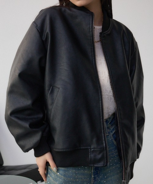 セール】リバーシブルフェイクレザーブルゾン（ブルゾン）｜AZUL BY