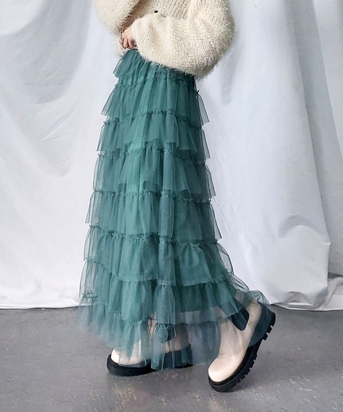 21色展開 】チュールフリルボリュームスカート《 NEWカラー3色追加