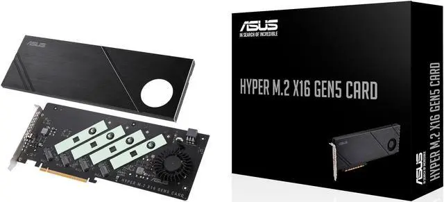 ASUS Hyper M.2 x16 Gen5 Card (PCIe 5.0/4.0) supports four NVMe M.2