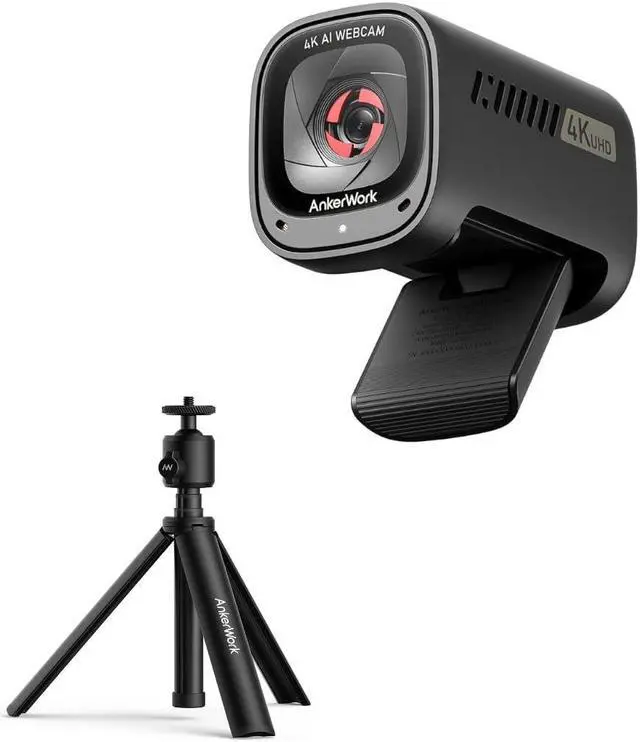 AnkerWork C310 4K Webcam &AnkerWork Mini Tripod, Small Flexible