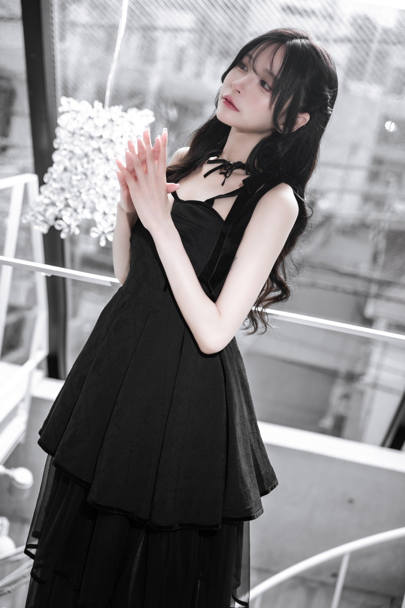 チュールオーバーワンピース