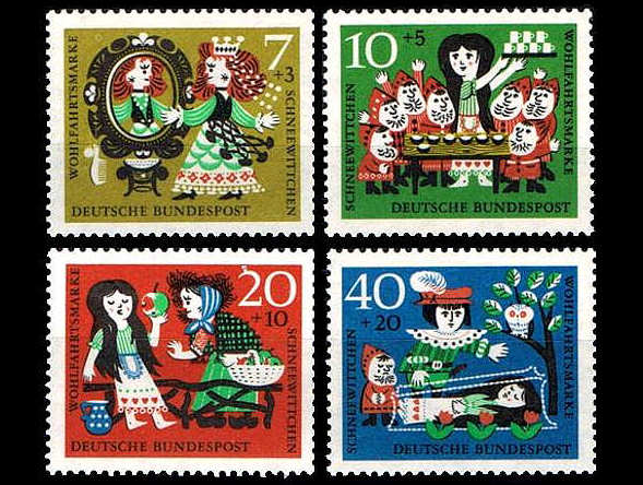 白雪姫（ドイツ 1962年）の外国切手4種（未使用）
