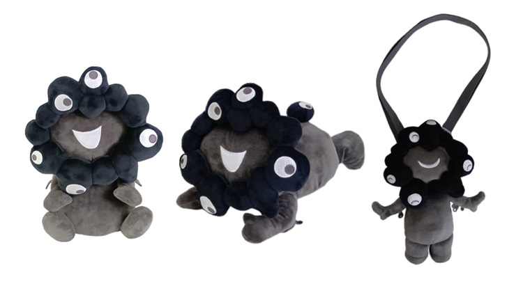 黒ミャクミャクの新商品「お手玉風ぬいぐるみ／這型ぬいぐるみ／全身