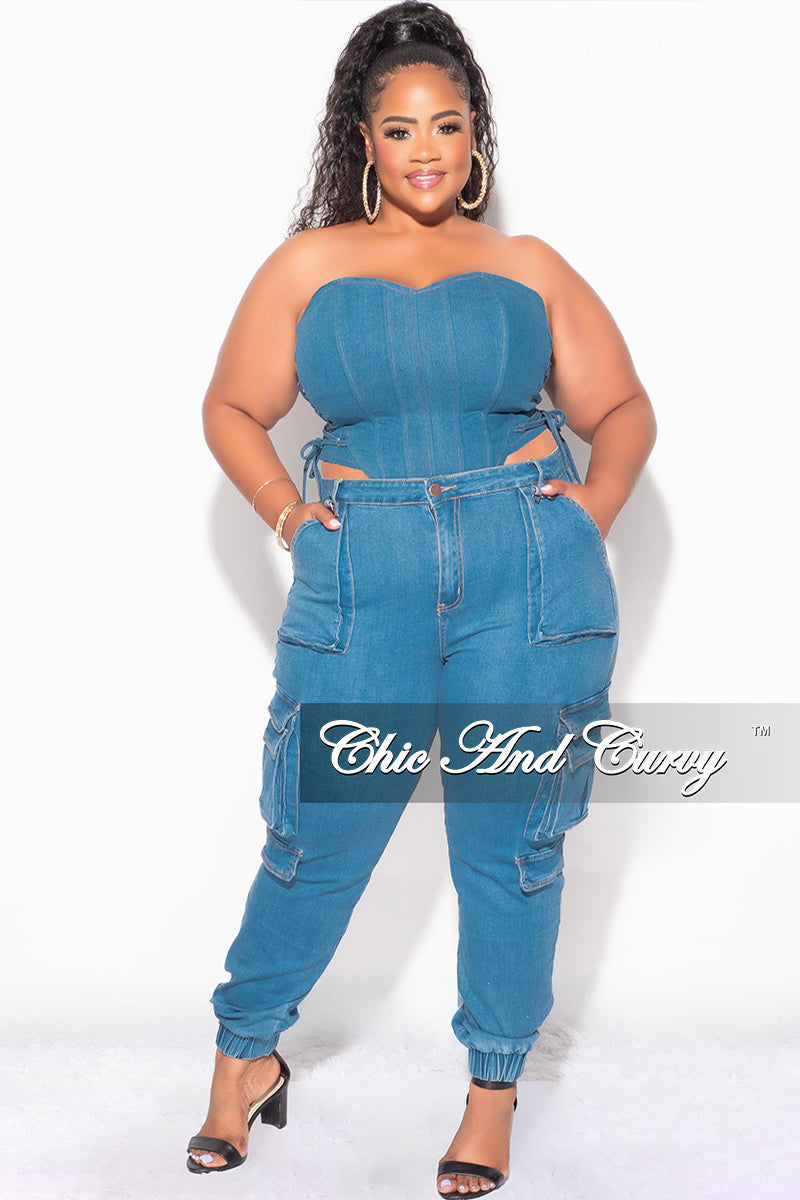 Final Sale Plus Size Corset Top in Denim – Chic And Curvy
