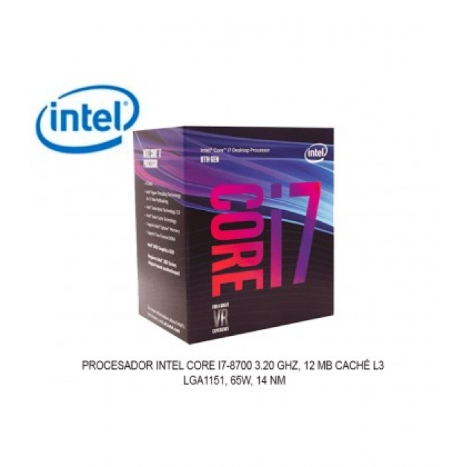 PROCESADOR INTEL CORE I7 I7-8700 HEXA-CORE (6 CORE) 3.20GHZ - 12MB