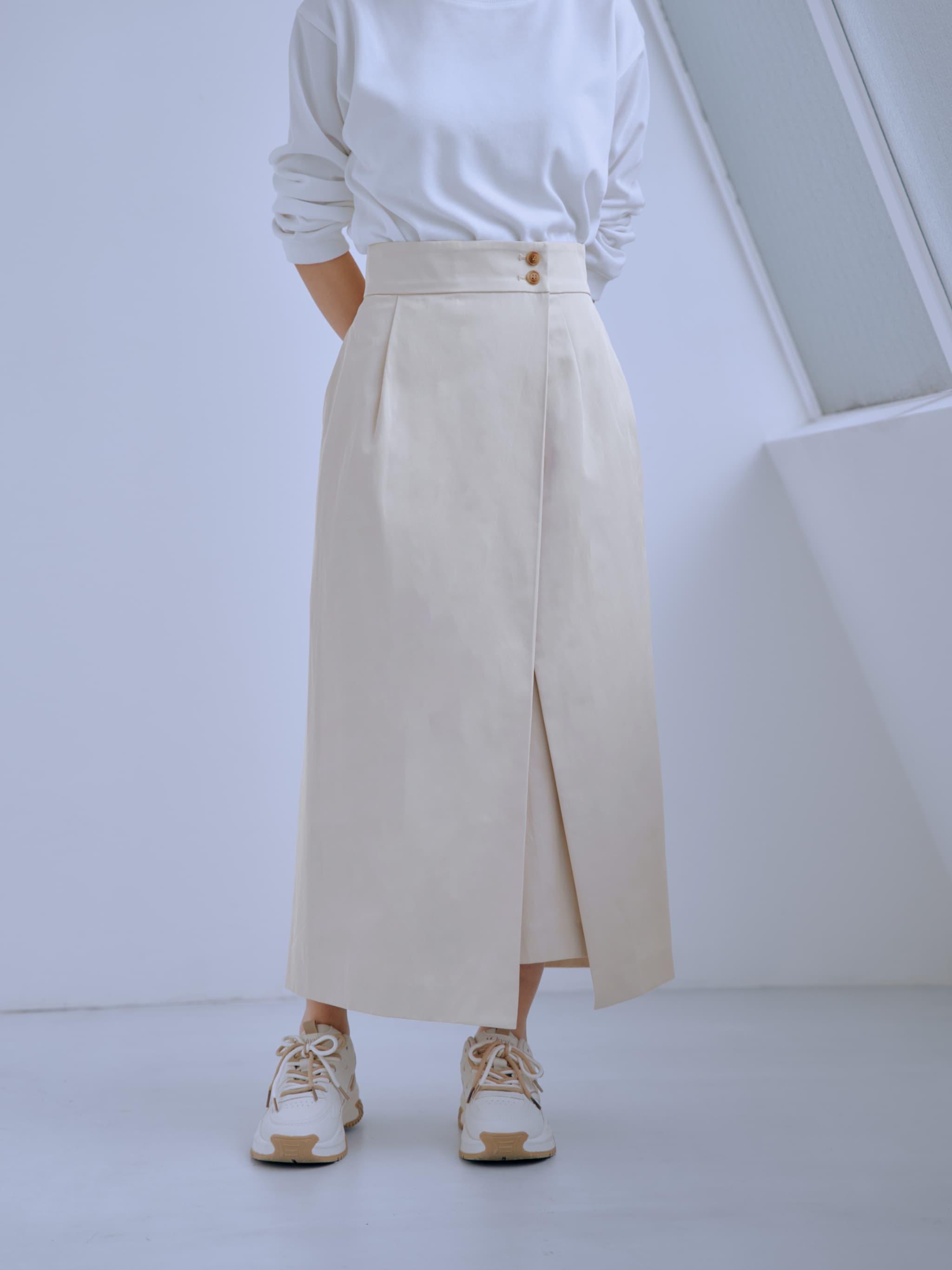 ラップデザインハイウエストスカート-short & regular | 小柄・低身長