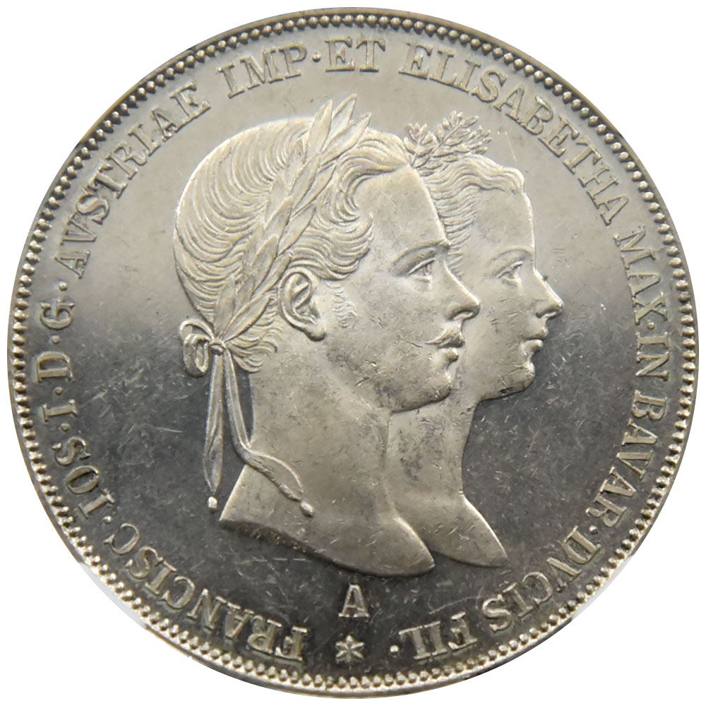 オーストリア 1854A フランツ・ヨーゼフ1世 2G 銀貨 NGC MS 62 3954575005
