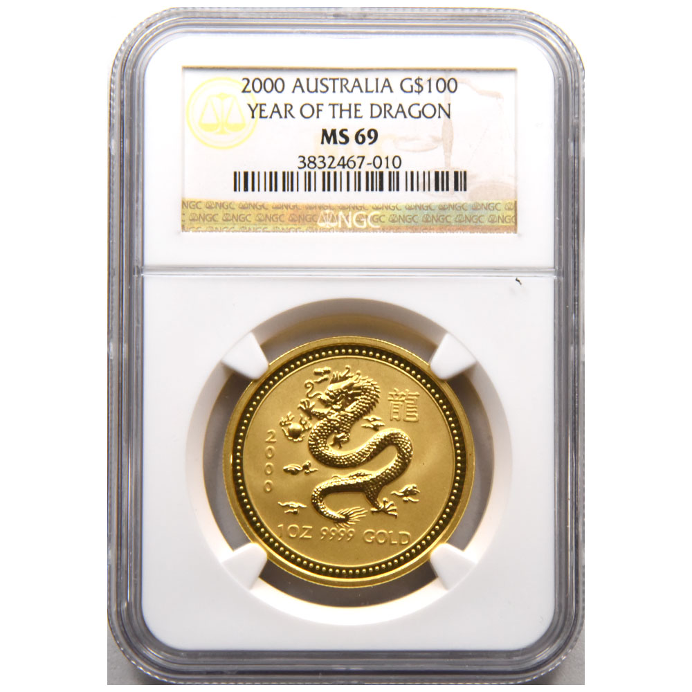 オーストラリア 2000 エリザベス2世 100ドル1オンス 金貨 NGC MS 69