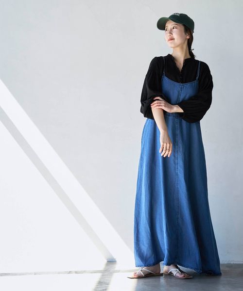 WEB限定】ライトデニムキャミフレアワンピース