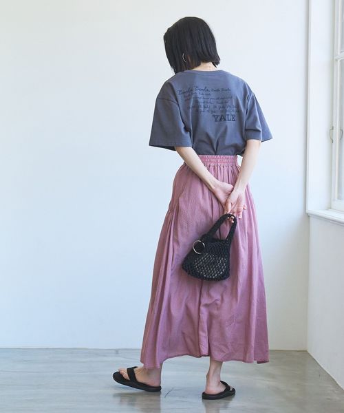 難シミありポールハーデン 生成りバックギャザースカート 定価20万 難