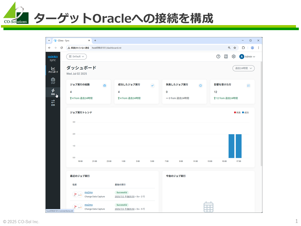 SQL Server → Oracle 異種DB 準リアルタイム データ連携 (CData Sync