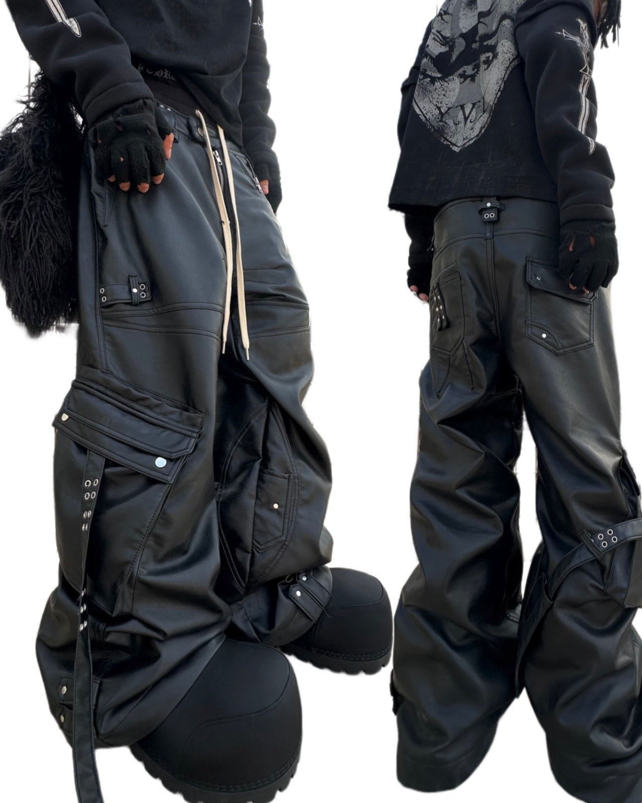 GHIDØRAH CHAØS LEATHER CARGO PANTS – COZY WORLDWIDE