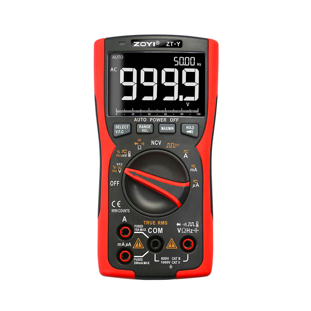Widescreen palm size digital multimeter with 200μF Capacitance
