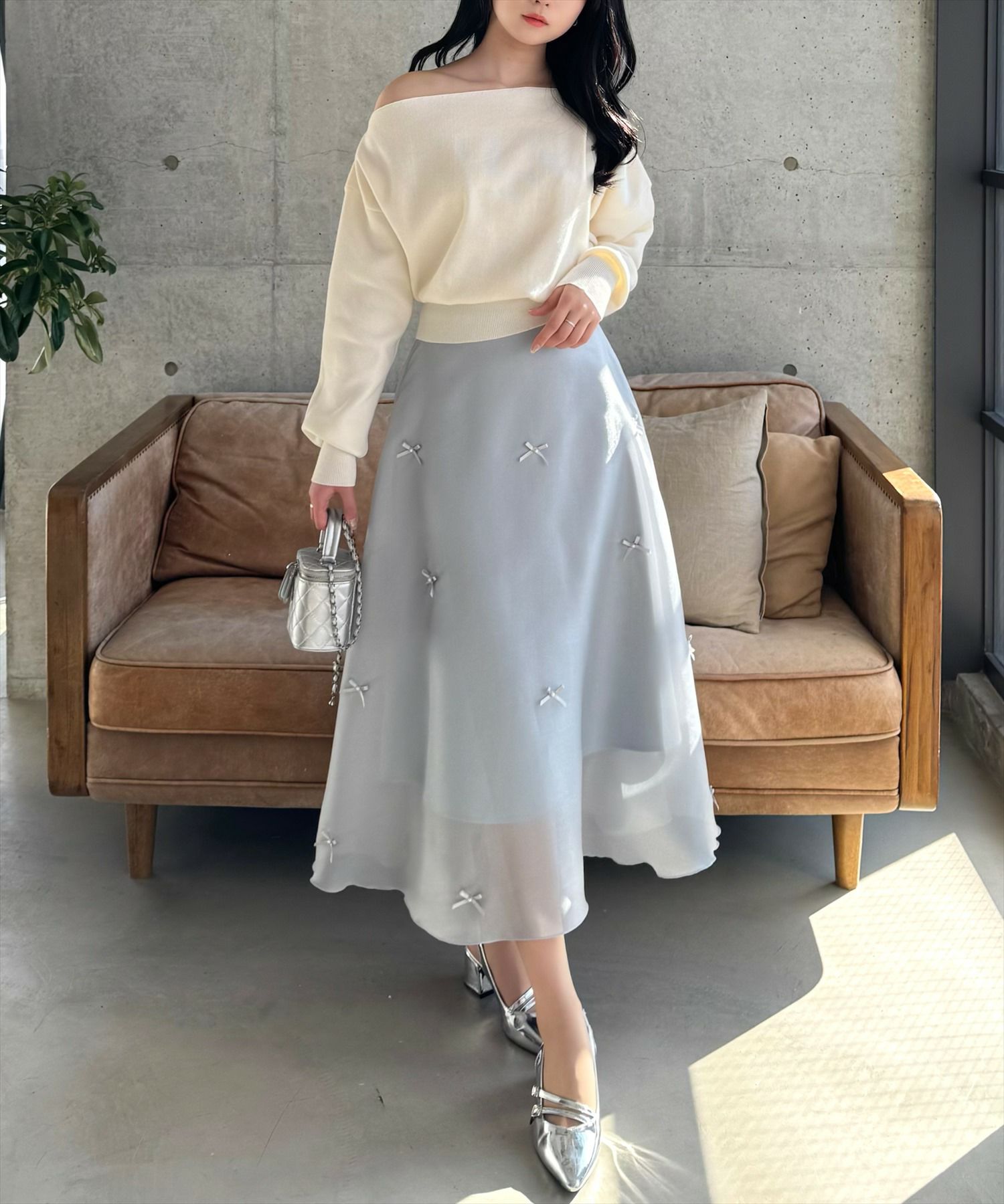 CLEAR BASIC リボン付きチュールフレアスカート[CL8994] | レディース