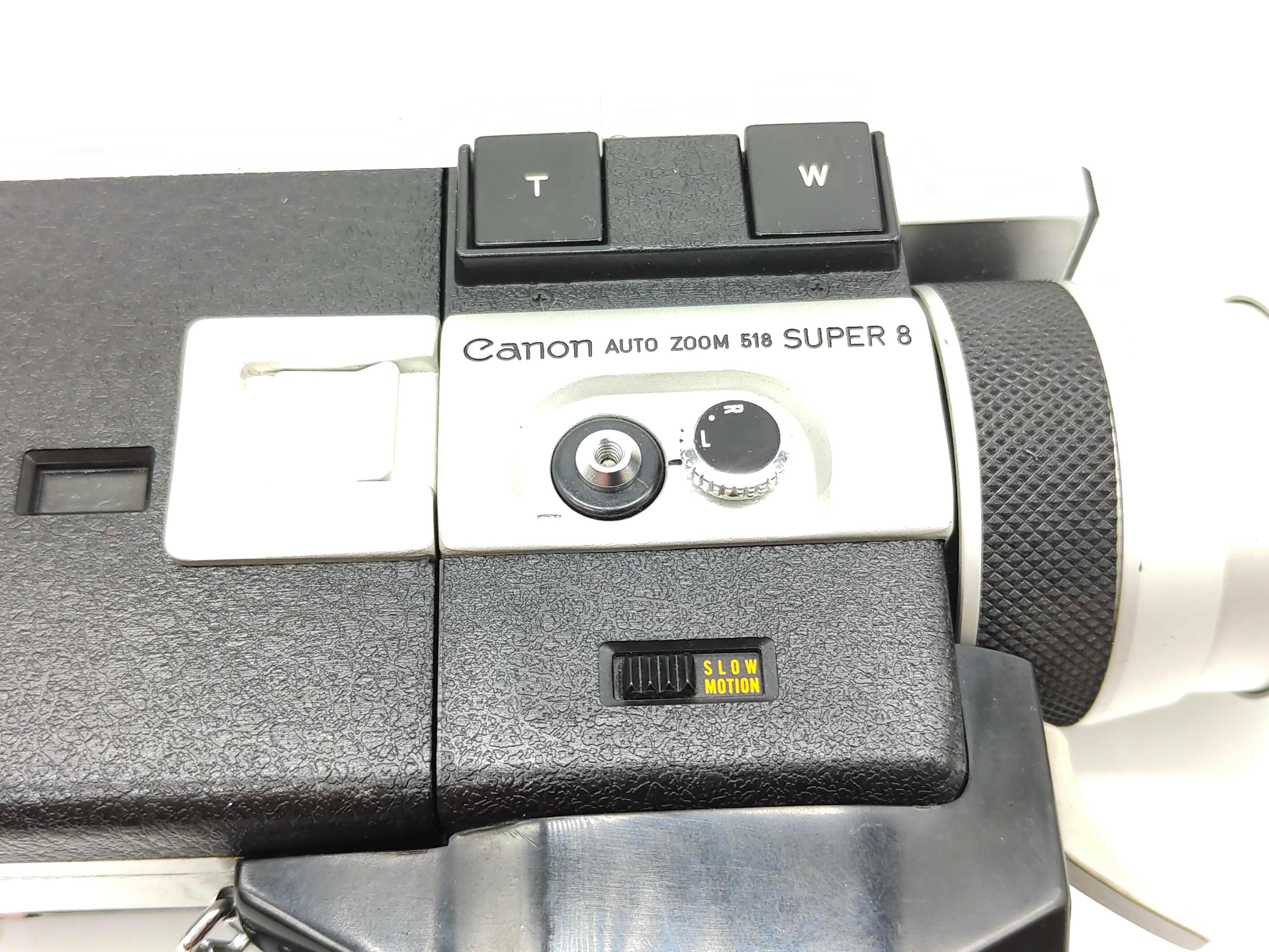 FILM TESTED Canon Auto Zoom 518 Super-8 movie camera. REWIND