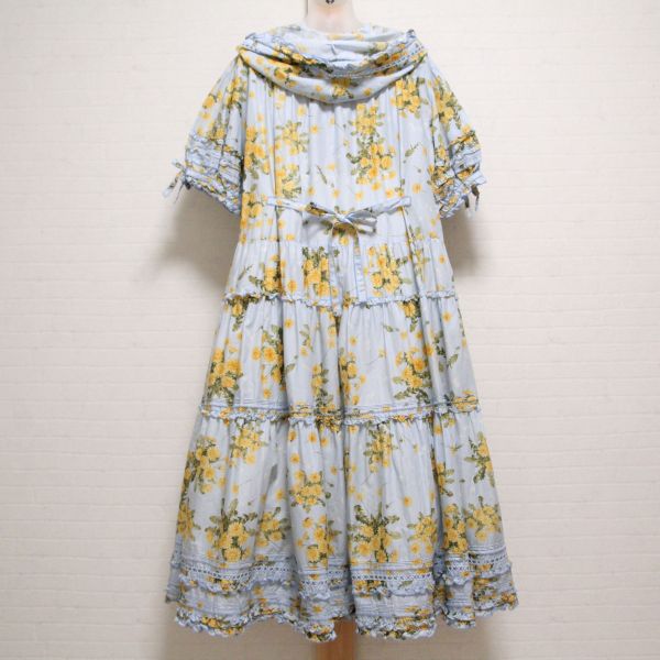 水色たんぽぽフード付きローンワンピース - ピンクハウス通販