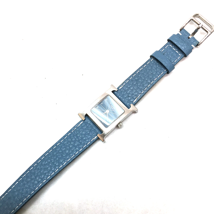エルメス Hウォッチ 交換用時計ベルトオーダー｜ブルー ロングベルト製作例