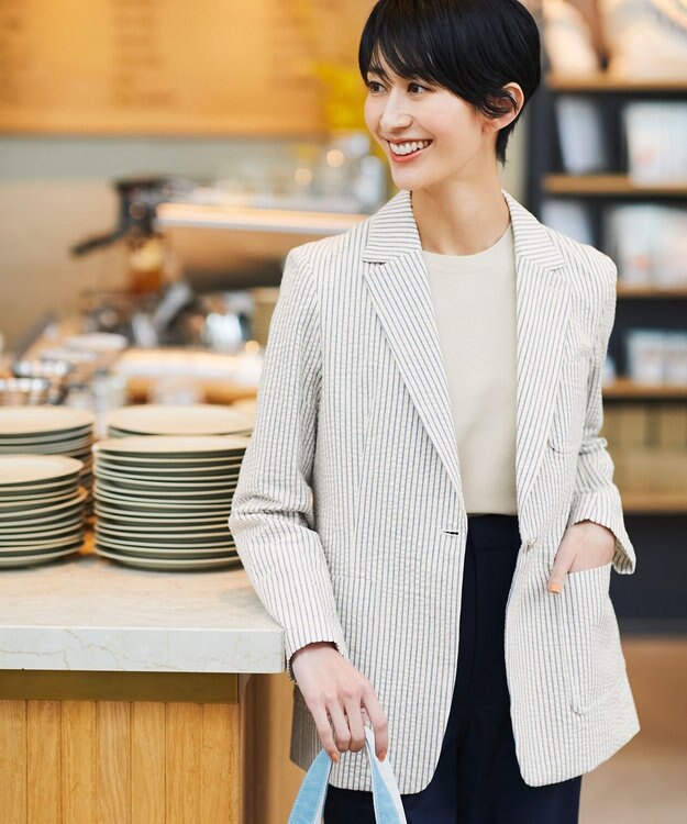 洗える】サッカーストライプ ジャケット / 23区 | ファッション通販