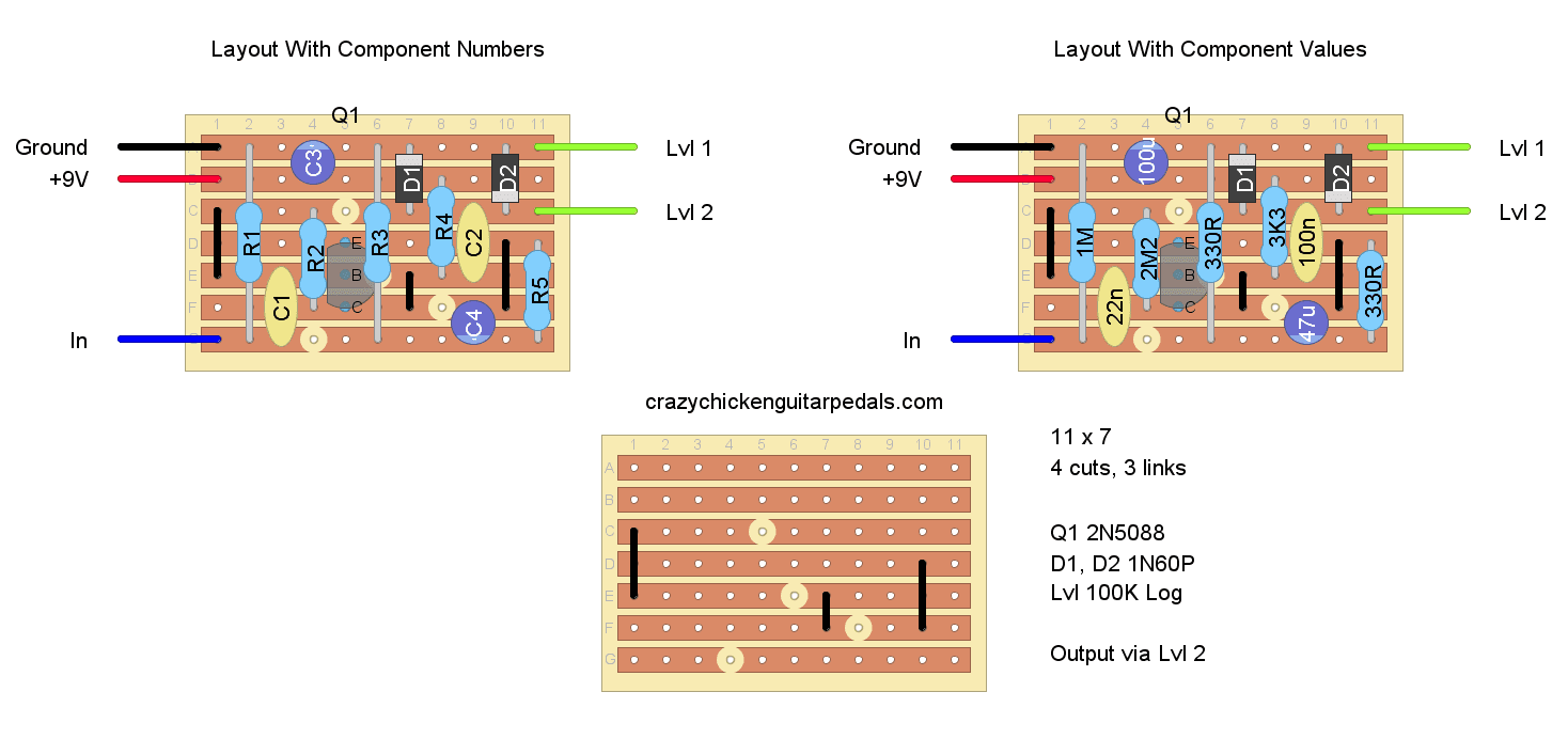 Lovepedal Champ On Stripboard - Crazy Chicken Guitar Pedals