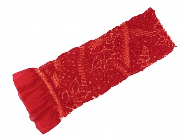 しごきと帯揚げセット 七五三の着物に 子供用の志古貴と帯揚げ【赤】