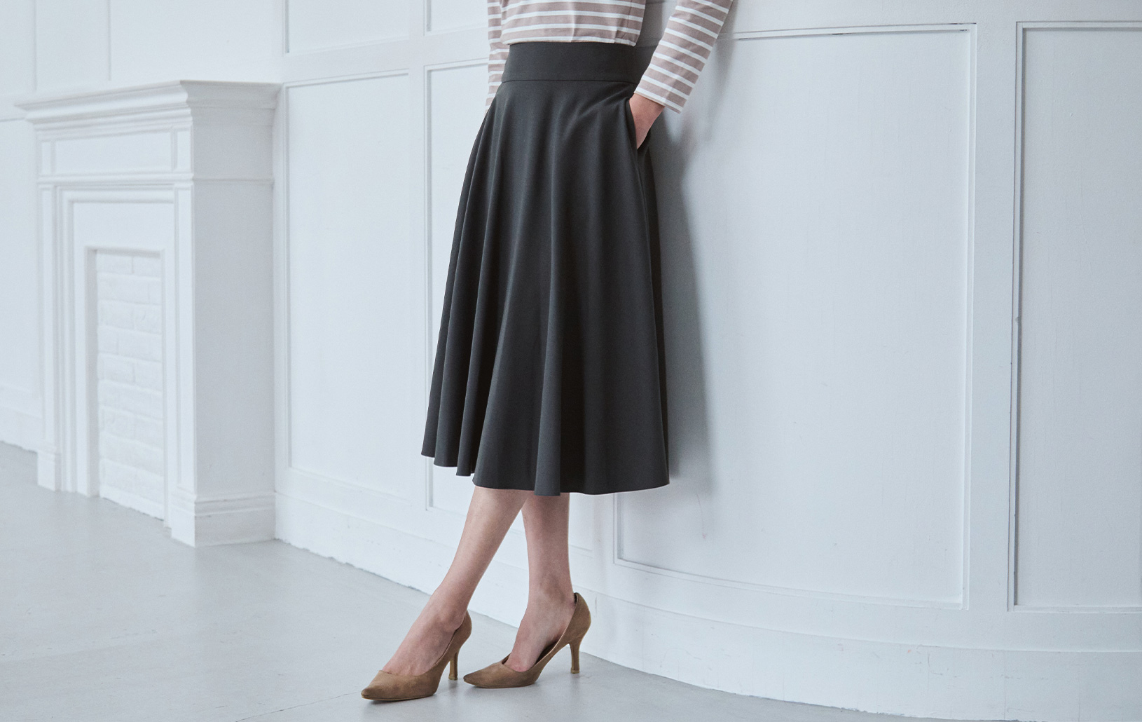 ドラマティック・フレアスカート/ウォッシャブル/ブラック | Factelier