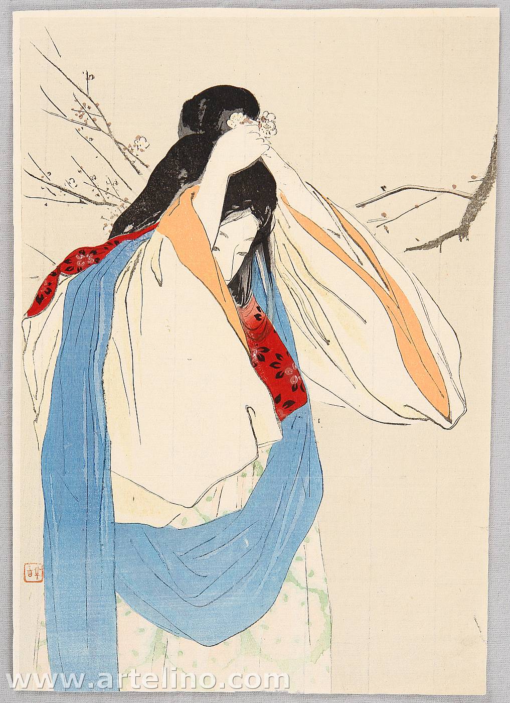 梶田半古による浮世絵「Kuchi-e : Plum」