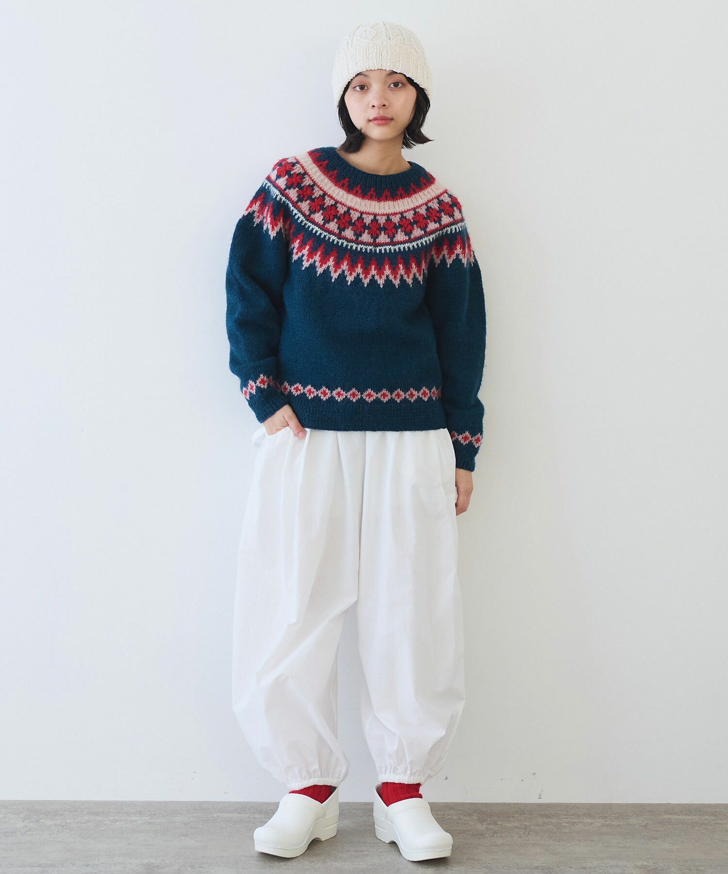 AMBIDEX Store 〇 ネパール ハンドニット ジグザグジャカード プル