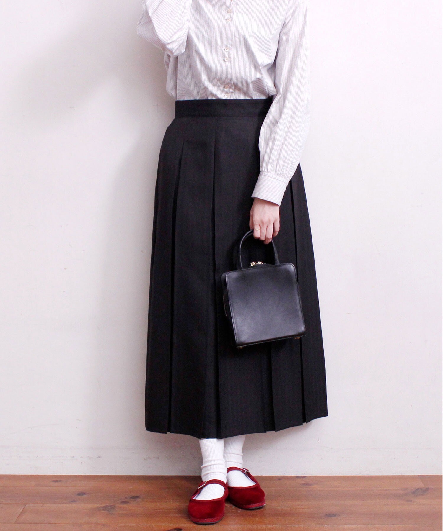 AMBIDEX Store wool mood ボックスプリーツ スカート(F グレー): l